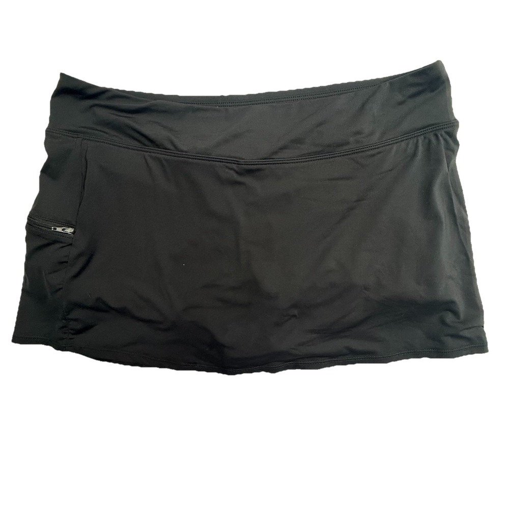 Beach House Skort Womens 12 Black Swim Skirt Built In Shorts Zip Pocket